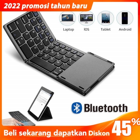 Keyboard bluetooth Universal Lipat dengan touchpad