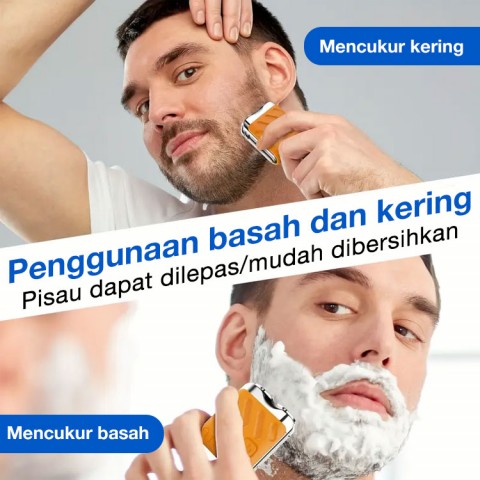 Alat Cukur Elektrik Rotary Dual Ring Baja Portabel