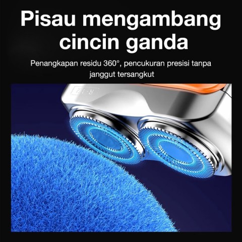 Alat Cukur Elektrik Rotary Dual Ring Baja Portabel