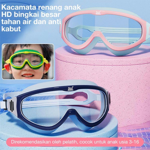 Kacamata renang anak HD bingkai besar tahan air dan anti kabut