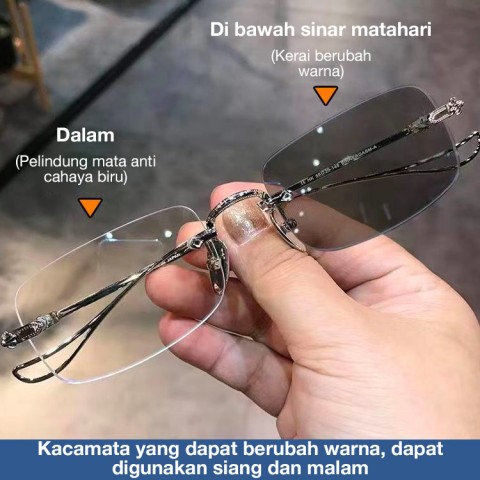 Kacamata baca tanpa bingkai yang bisa berubah warna