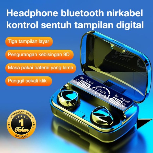 Headphone bluetooth nirkabel kontrol sentuh tampilan digital