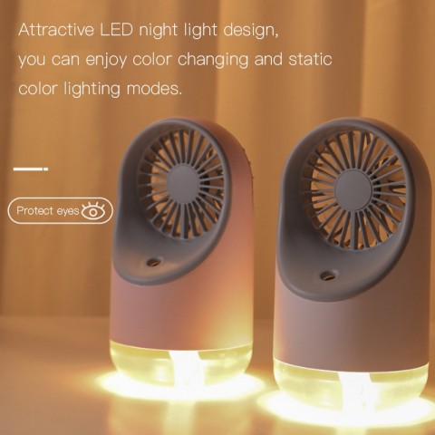 Multifunctional humidifying fan USB mini spray fan with LED night light