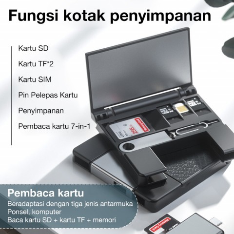 Kotak penyimpanan pembaca kartu 7-in-1