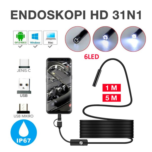Kamera HD Endoskopi 3in1..