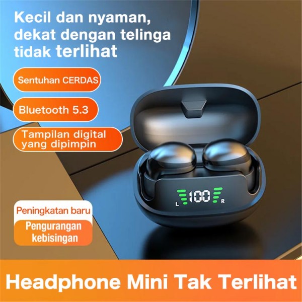 TWS Mini Earbud Tak Terlihat dengan Mikrofon Bluetooth 5.3 Pengurangan Kebisingan