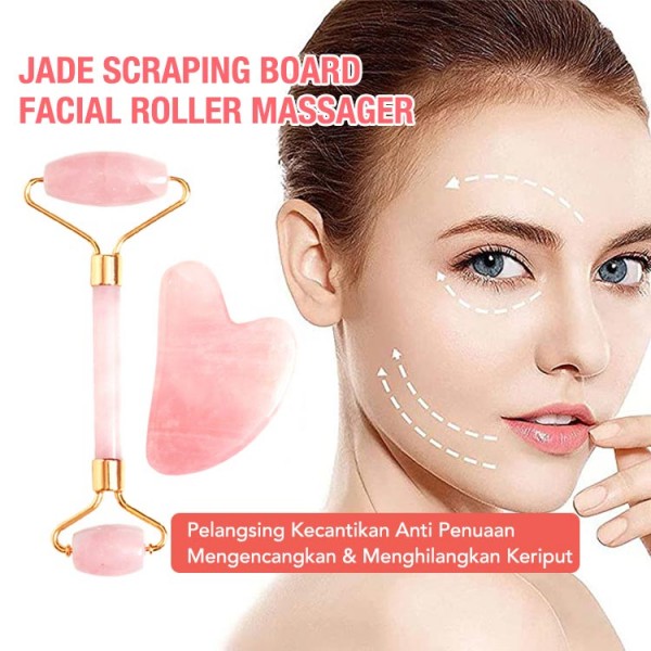 Jade Guasha Board Facial Roller Massager Anti Penuaan Kecantikan Pelangsing Firming & Penghapusan Keriput