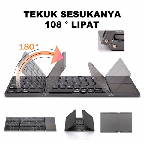 Keyboard bluetooth Universal Lipat dengan touchpad