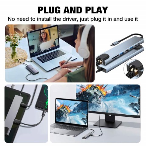 HUB USB C multifungsi-4In1/5In1/6In1/8In1