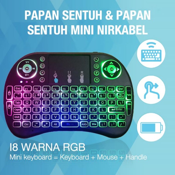 i8 RGB Colors Wireless Mini Keyboard & Touchpad