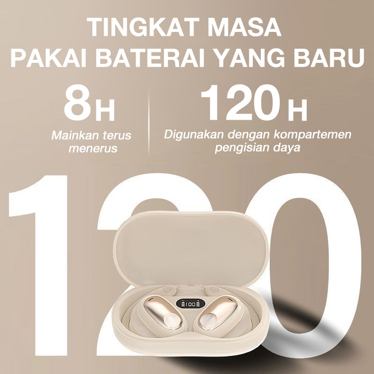 Garansi Satu Tahun - Earphone Bluetooth Sporty Hanging Ear - Kontrol Sidik Jari, Audio berkualitas tinggi, Waktu siaga sangat lama