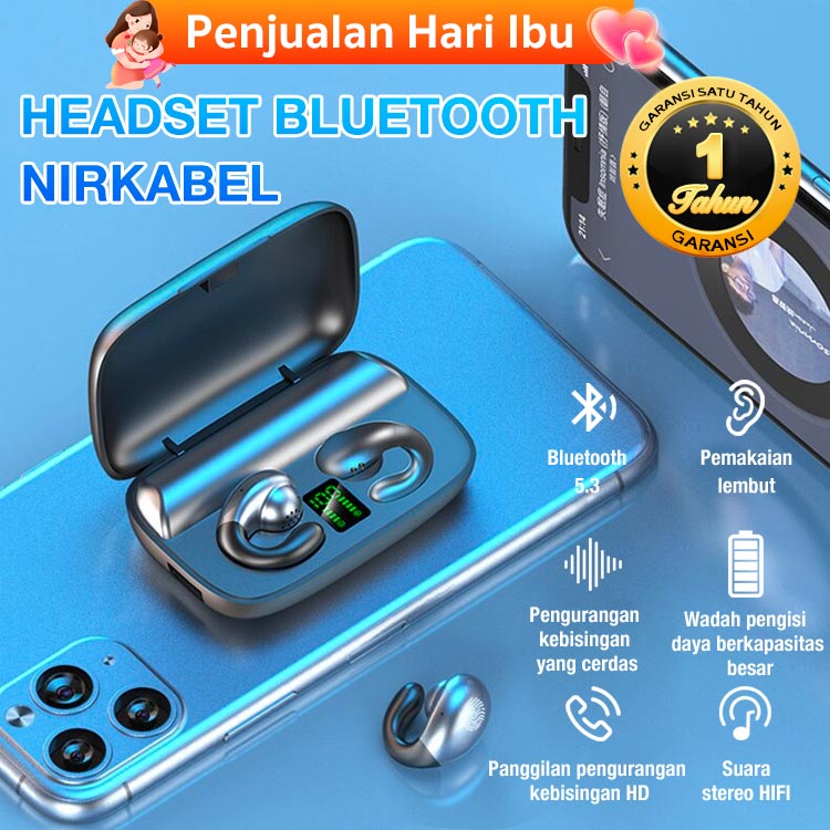 Telinga Klip Tulang Konduksi Headphone Bluetooth