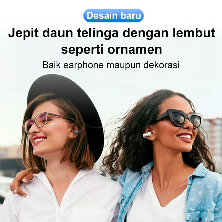 Telinga Klip Tulang Konduksi Headphone Bluetooth