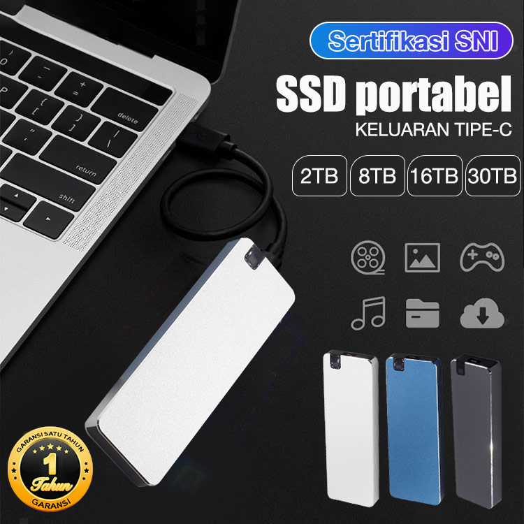 Garansi satu tahun-SSD Portabel Baru yang Ditingkatkan - Pasang dan Mainkan, Hingga 30TB, Kecepatan pencahayaan