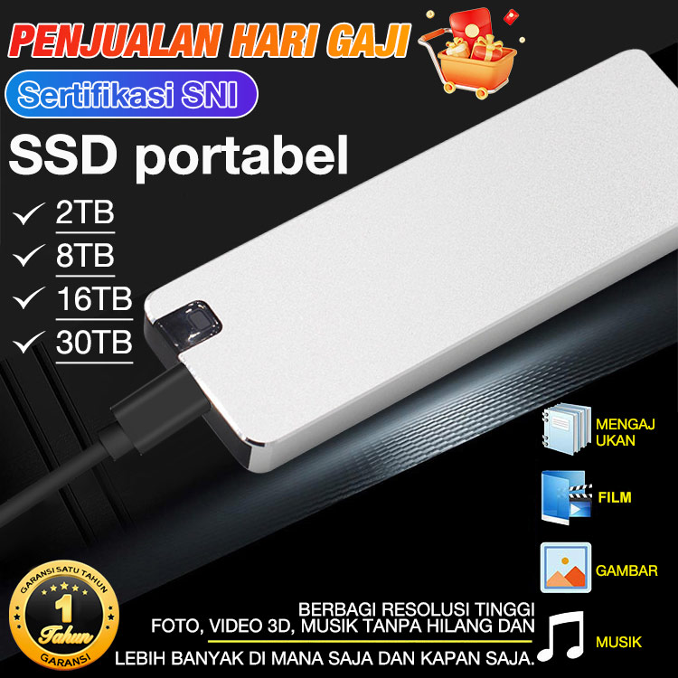 PENJUALAN HARI GAJI-Garansi satu tahun-SSD Portabel Baru yang Ditingkatkan - Pasang dan Mainkan, Hingga 30TB, Kecepatan pencahayaan