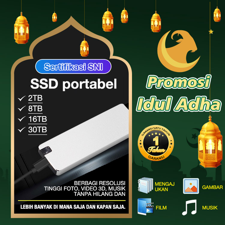 Promosi Idul Adha - Garansi satu tahun-SSD Portabel Baru yang Ditingkatkan - Pasang dan Mainkan, Hingga 30TB, Kecepatan pencahayaan